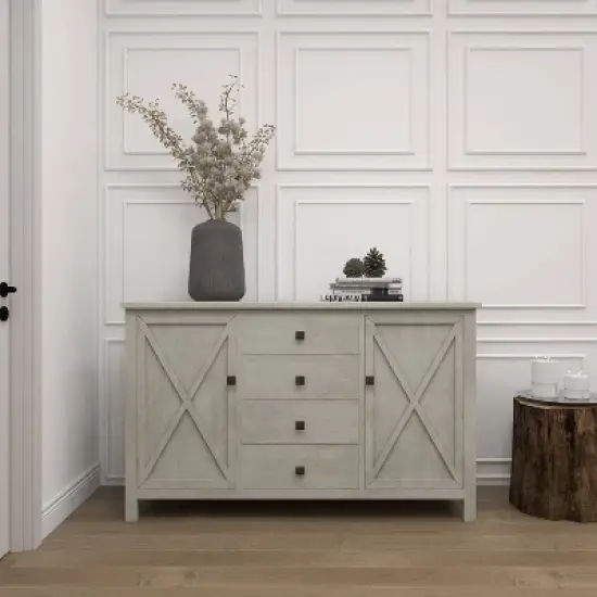Farmhouse Wood Rectangular Sideboard White - Olivia & May image {13}