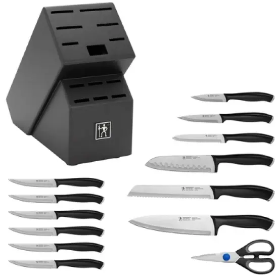 Henckels Silvercap 14 Piece Knife Set with Block, Chef Knife, Paring Knife, Utility Knife, Bread Knife, Steak Knife, Black, Stainless Steel image {3}