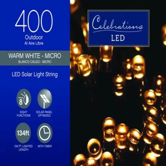 Celebrations LED Micro/5mm Clear/Warm White 400 ct String Christmas Lights 134 ft. (Case of 4) image {1}