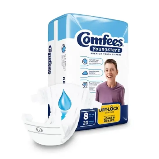 Comfees Youngsters Youth Incontinence Brief 8 Heavy Absorbency Contoured, CMF-8, 20 Ct image {3}