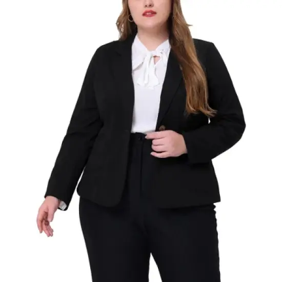 Agnes Orinda Women's Plus Size Work Formal Notch Lapel Buttons Front Pockets Blazers image {6}