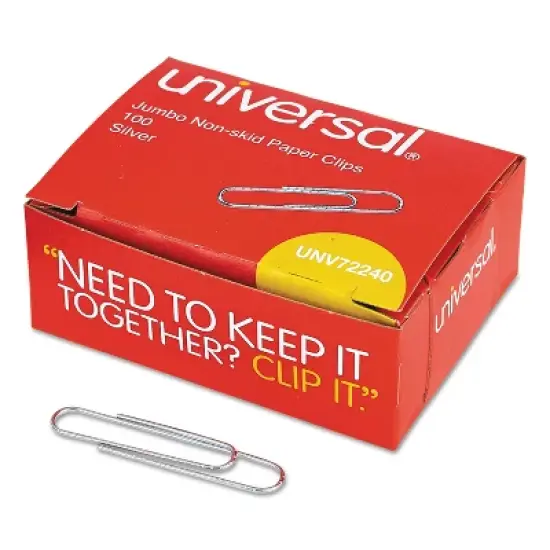 Universal Jumbo Nonskid Paper Clips Silver 100/Pack 10 Packs/Box ( AZRUNV72240) image {4}