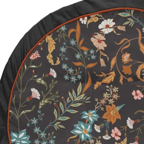 Sweet Jojo Designs Girl Baby Tummy Time Playmat Boho Floral Wildflower Black Orange and Blue image {2}