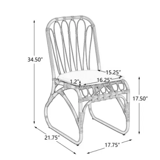 COWLOWN Natural Set of 2 Outdoor PE Wicker Dining Chairs with Washable Cushions, Ideal for Backyard, Poolside, Garden and Patio image {3}