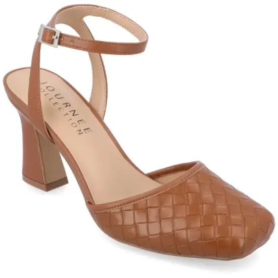 Journee Collection Womens Moriah Embossed Ankle Strap Square Toe Pumps image {12}