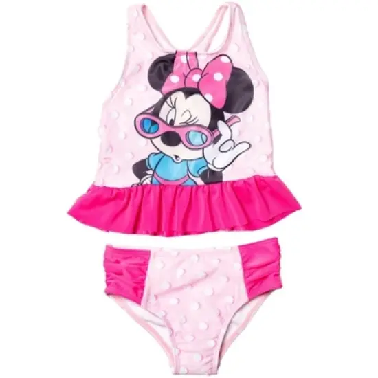 Disney Minnie Mouse Baby Girls Racerback Tankini Top and Bikini Bottom Swim Set Little Kid image {5}