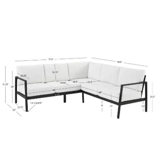 Linon Lark Aluminum Sectional Sofa White image {7}