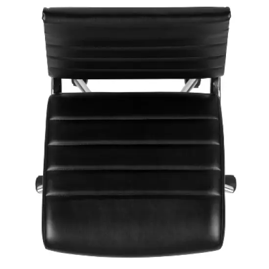 Emma and Oliver Mid-Back Armless LeatherSoft Ribbed Executive Swivel Office Chair image {8}