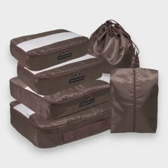 French Connection 6pc Packing Cube Set - Travel Storage Set for Luggage image {10}