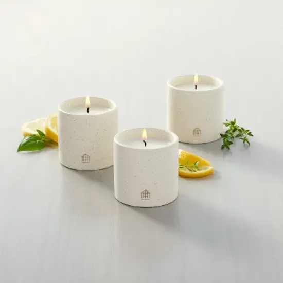 9oz Basil/Lemon/Thyme Speckled Ceramic Kitchen Candle Set - Hearth & Hand&trade; with Magnolia image {1}