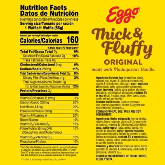 Eggo Thick and Fluffy Frozen Waffles Original - 11.6oz/6ct image {5}