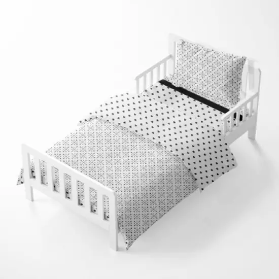 Bacati - Love/Hearts Muslin 4 pc Toddler Bedding Set, Black image {1}