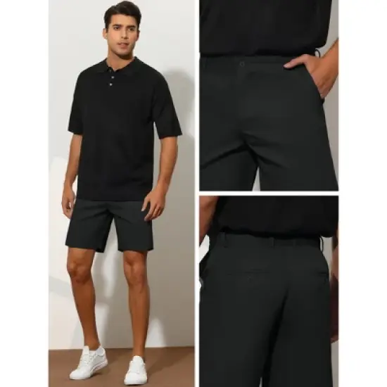 Lars Amadeus Men's Classic Fit Lightweight Flat Front Business Chino Shorts image {4}