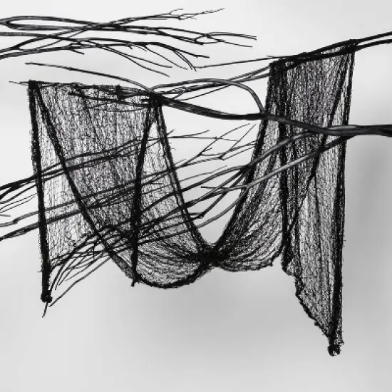 9' Eerie Fabric Black Halloween Decorative Prop - Hyde and EEK! Boutique&trade;: Indoor/Outdoor Spider Web Scene image {2}