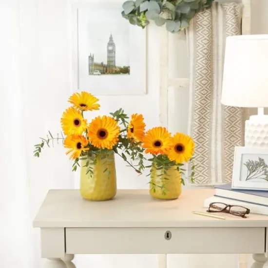 Design Imports Lemongrass Matte Dimple Texture Ceramic Canister Set/2 image {3}