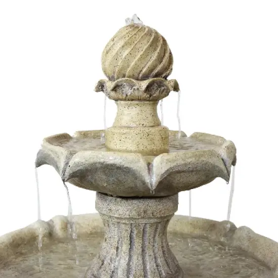 Sunnydaze 45" H Outdoor Arcade 2-Tier Solar Water Fountain with Battery Backup and LED Light image {2}