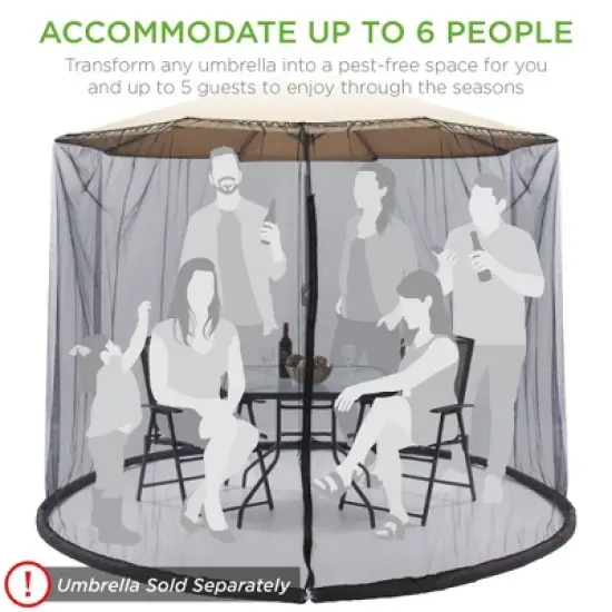 Best Choice Products 9ft Adjustable Bug Screen Accessory for Outdoor Patio Umbrella w/ Polyester Net, Fillable Base image {5}