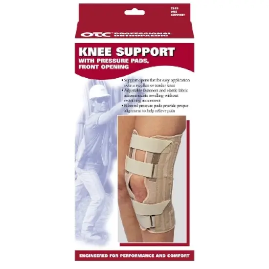 OTC Knee Support, Front Opening, Pressure Pads, Knit Elastic, Beige image {2}