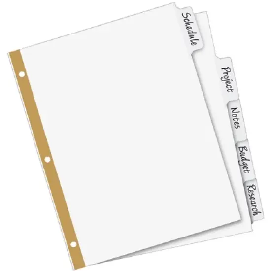 Avery Big Tab Write & Erase Dividers, 5 White Tabs, 5 Sets of 23075 image {4}