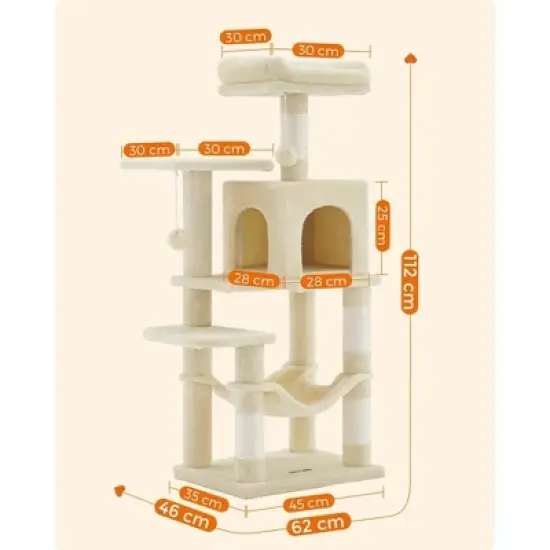 Feandrea 44.1'' /56.3" Cat Tree Tower for Indoor Cats ,Multi-Level Cat Condo Cat Furniture with Scratching Posts image {6}