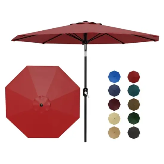Patio Umbrella 9ft, Table Umbrella Outdoor Patio UV Protection with Crank Lift & Push Button Tilt, 8 Sturdy Ribs for Yard, Deck, Pool image {12}
