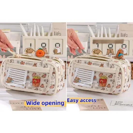 Cute Kawaii Pencil Case Pouch Cartoon Pen Box Holder Organizer image {3}