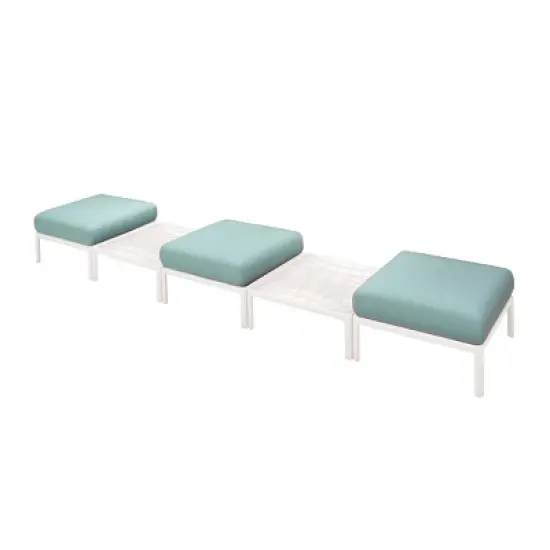 Laurel Outdoor Ottoman with Cushion - White/Seafoam - Lagoon image {2}