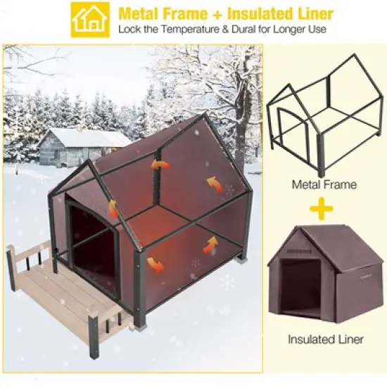 Aivituvin Insulated Dog House with Liner Inside| Iron Frame-AIR80/81/87-IN image {14}