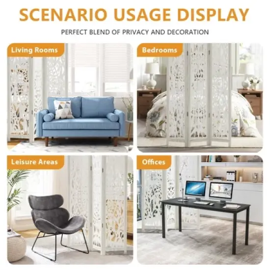 Lirago 68 in. Wood Outdoor Privacy Screens Garden Outdoor Fence 3 pieces White image {6}