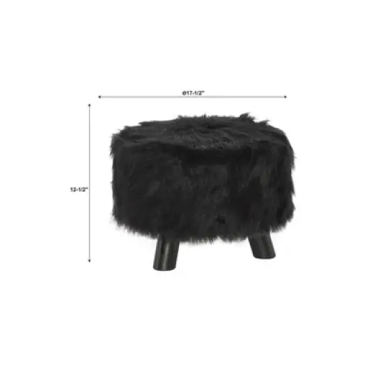 Faux Fur Foot Stool - Linon image {6}