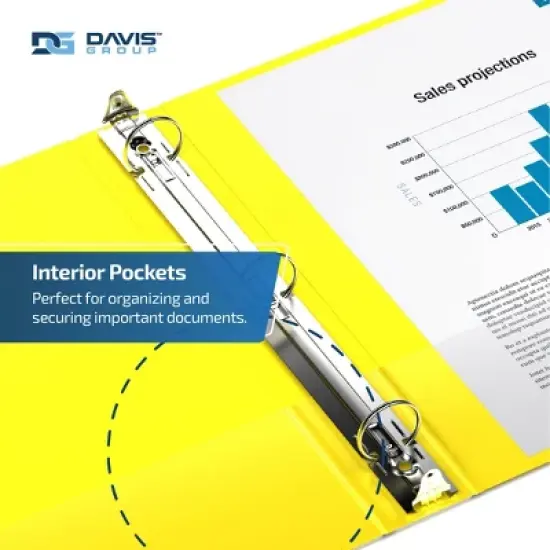 Premium Economy 3" Round Ring Binder 6pk Yellow: Davis Group, Hard Cover, 600 Sheet Capacity, 2 Pockets, Polypropylene image {5}