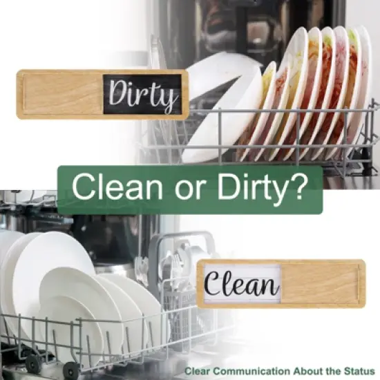 Unique Bargains Kitchen Hotel Indicating Clean Dirty Sign Wood Dishwasher Magnet image {2}