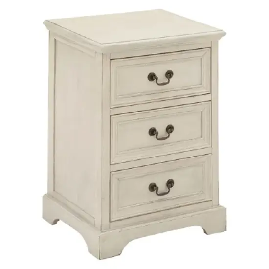 Wood 3 Stack Nightstand Antique Ivory - Olivia & May image {1}