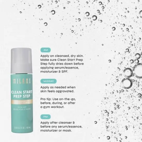 Milani Clean Start Prep Step Hypochlorous Acid Facial Mist - 2.03 fl oz image {3}