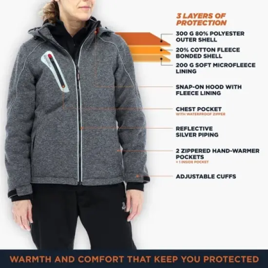 RefrigiWear Women's Fleece Lined Extreme Sweater Jacket with Removable Hood image {2}