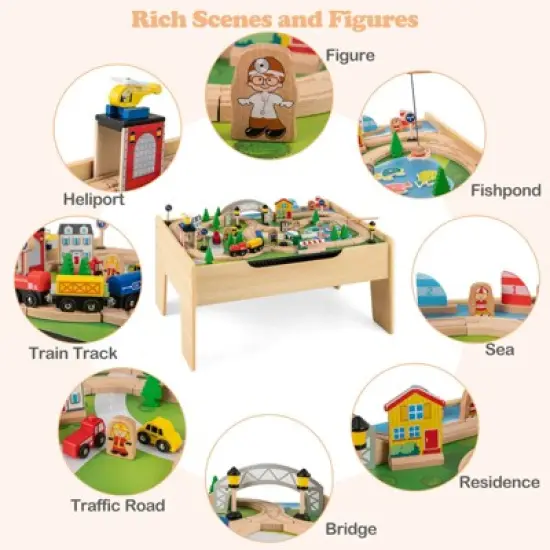 Costway All-in-One Kids Activity Table with Reversible Blackboard & Map Tabletop image {7}