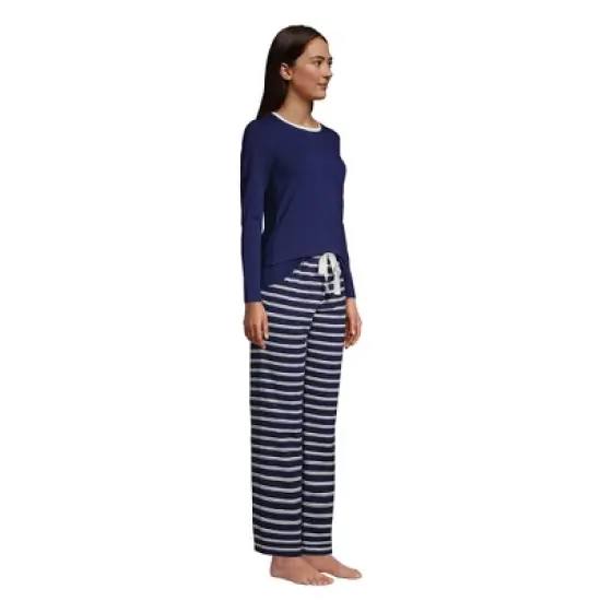 Lands' End Women's Tall Knit Pajama Set Long Sleeve T-Shirt and Pants image {2}