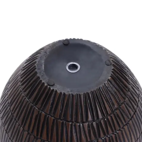 LuxenHome Brown with Black V-Pattern Polyresin 12-Inch Round Planter image {6}
