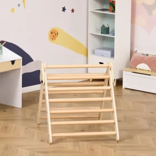 Qaba Triangle Ladder for Toddlers with Foldable Design for Easy Storage in Home Toddler Gym Space, Fine Motor Skills Toy image {1}