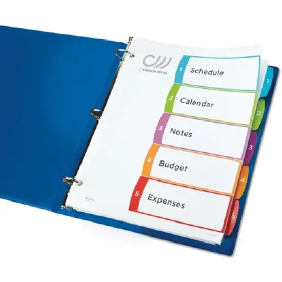 Avery Dividers for 3 Ring Binders, 5 Tabs per Set, Customizable Table of Contents, Multicolor Arched Tabs (11840) image {7}