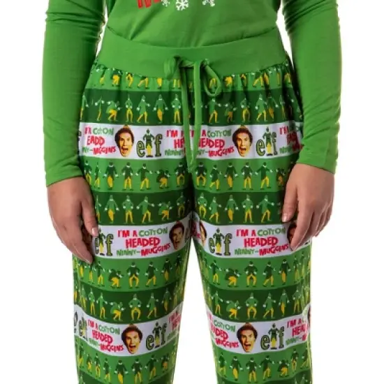 Elf The Movie Womens' and Girl's Film Cotton-Headed Ninny-Muggins Jogger Pajama Set Green image {3}