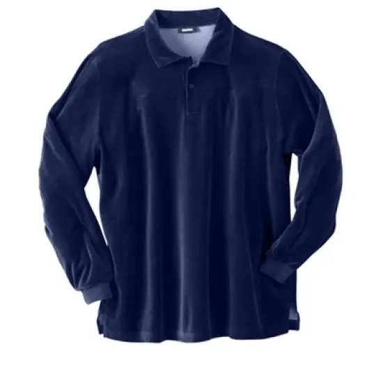KingSize Men's Big & Tall Long-Sleeve Velour Polo image {4}