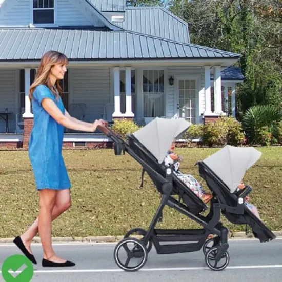 Tandem Double Stroller Newborn and Toddler, Foldable Twin Stroller with Reversible Seat image {7}