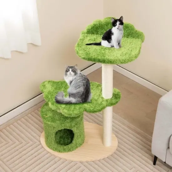 Costway 38" Cute Cat Tree Cat Condo Furniture with Fully Wrapped Sisal Scratching Posts image {3}