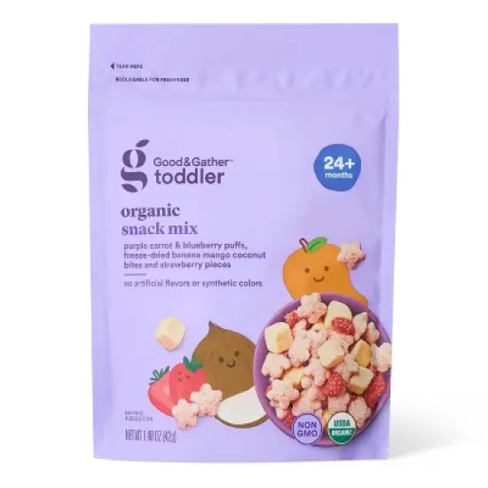 Purple Carrot and Blueberry Puffs with Banana Mango Coconut Bites Organic Toddler Snack Mix &ndash; 1.48oz - Good & Gather&trade; image {3}