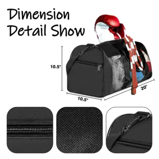 Boxing Gym Bag, WITSTEP Mesh Boxing Duffle Bag with Detachable Shoulder Strap Breathable Gym Duffle Bag image {3}