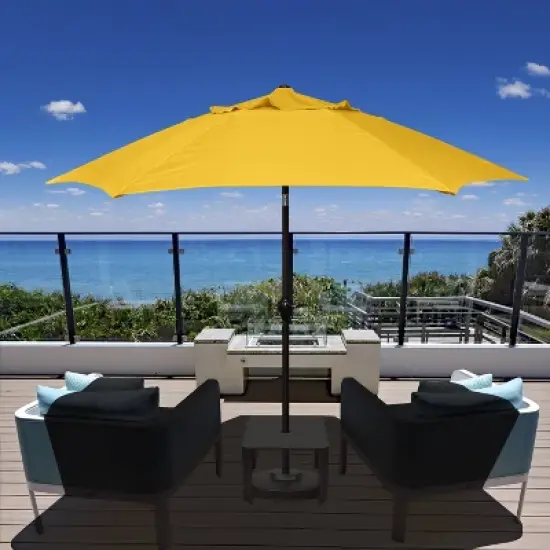 9' x 9' Aluminum Market Patio Umbrella with Crank Lift and Push Button Tilt Yellow - Astella image {3}