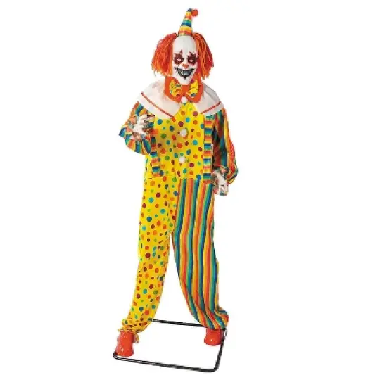 6 Ft. 2 3/4" Animated Standing Light-Up Multicolor Clown Halloween Decoration image {1}