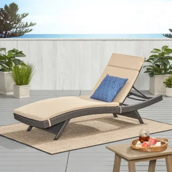 Christopher Knight Home Salem Outdoor Wicker Armless Adjustable Chaise Lounge with Cushion image {18}