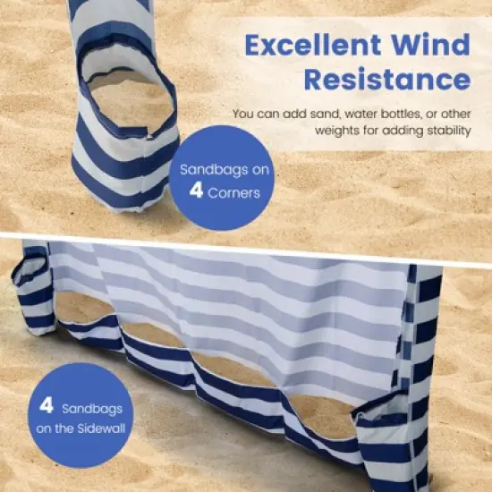 Costway 6 x 6FT Foldable Beach Cabana Tent with  Carrying Bag Detachable Sidewall image {3}